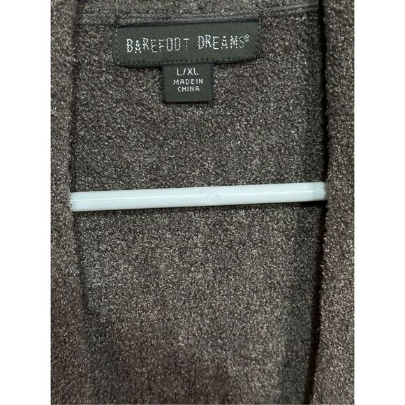 Women's Grey/Tan Barefoot Dreams CozyChic Lite Island Wrap Cardigan Size L/XL - Picture 4 of 5